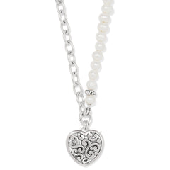 Contempo heart pearl charm necklace