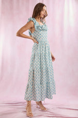 Tie back ruffled neck maxi