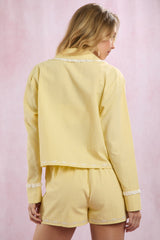 Yellow Seersucker pajamas with bow detail