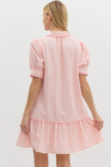 Link pink stripe ruffle dress