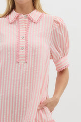 Link pink stripe ruffle dress