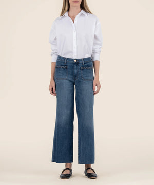 Meg HR branded pocket wide leg jean