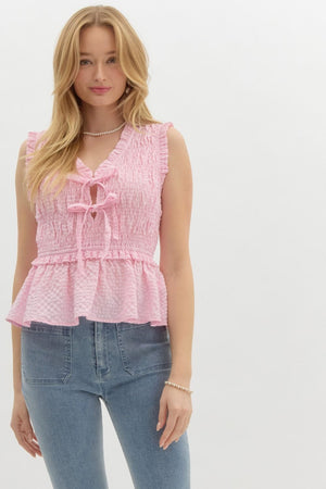 Light pink tank top with bows