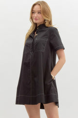 Black with white stitching dress