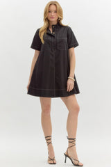 Black with white stitching dress