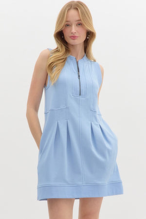 Half zipper dress with pockets