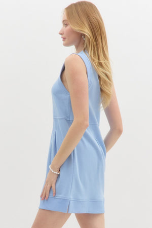 Half zipper dress with pockets