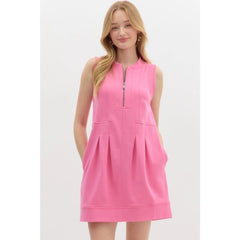 Half zipper dress with pockets