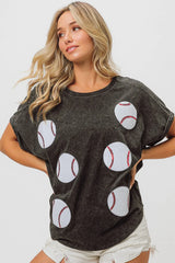 Sequin baseball tee