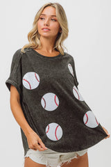 Sequin baseball tee