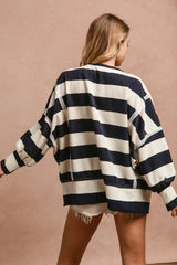 LOVE patchwork loose fit stripe top