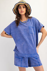 Mineral Washed woven short set