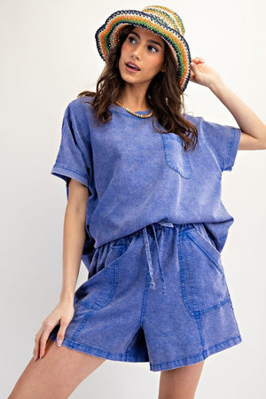 Mineral Washed woven short set