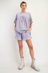 Mineral washed ruffled short set