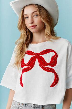 Red bow tee