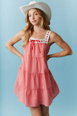 Gingham Lace Trim Dress