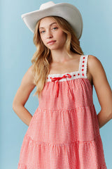 Gingham Lace Trim Dress