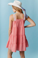 Gingham Lace Trim Dress