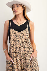 Animal Print terry knit overall