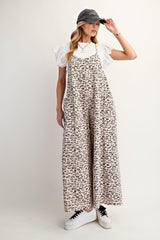 Animal Print terry knit overall