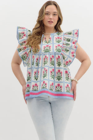 Magenta Ruffled Floral Top