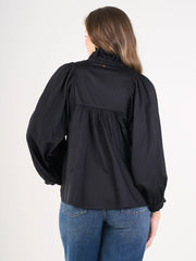Stella Top- Black Cotton Poplin