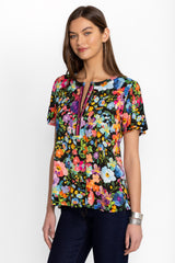 Wild Bloom Flutter Sleeve Henley Tee