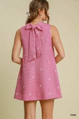 Pink bow back dress