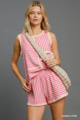 Pink stripe short set