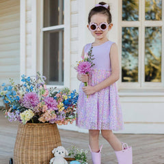 Lavender Confetti Flower Dress - Kids Easter Dress
