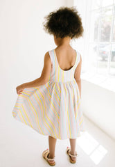 Tank Dress in Pastel Stripe- girls pocket twirl dress