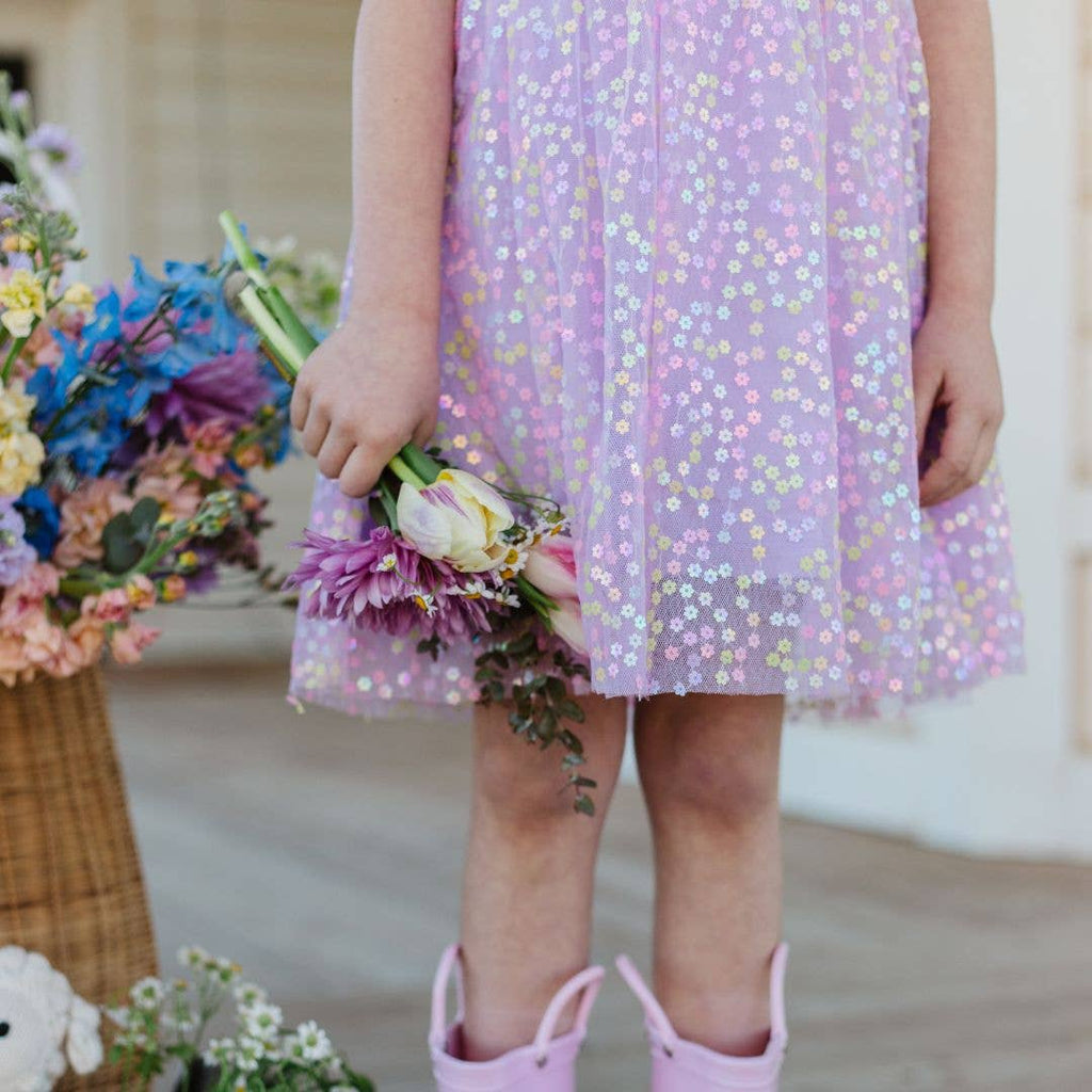 Lavender Confetti Flower Dress Kids Easter Dress My Cobblestone Cottage