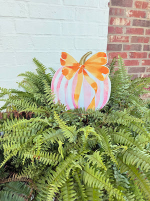 Pink Stripe Pumpkin : Yard Sign