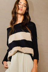 Contrast Color-block Oversized Terry Top