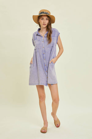 WASHED OVERSIZED SHIRT DRESS