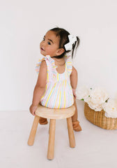 Amelia Romper in Pastel Stripe- Baby Girl Bubble