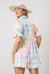 Pastel Checker Poplin Shirt Dress