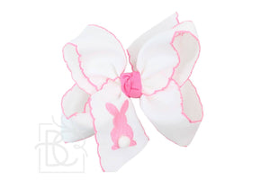 EMBROIDERED EASTER CROCHET EDGE BOWS: 4.5" Large