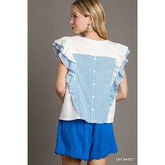 Ruffled Sleeve French Terry Top