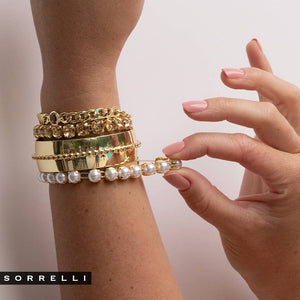 Freshwater Pearl and 10K Gold Stretch Bracelet: Neutral