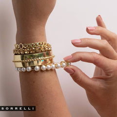 Freshwater Pearl and 10K Gold Stretch Bracelet: Neutral