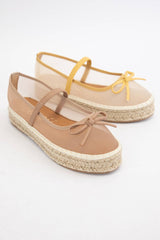 BIJOU MESH UPPER ESPADRILLE PLATFORM SLIP ON : TAUPE