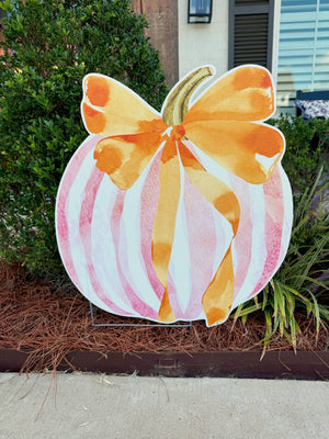 Pink Stripe Pumpkin : Yard Sign