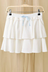 Knit Terry Ruffle Tier Skort With Lining Shorts