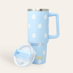 40oz Take Me Everywhere Tumbler - Dancing Daisy Blue