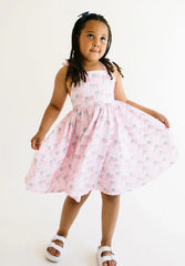 Rosita Dress in Pink Flags | Girls Pocket Twirl Dress