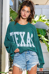 Texas Comfy Graphic Sweatshirt- HUNTER GREEN