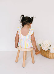 Amelia Romper in Pastel Stripe- Baby Girl Bubble