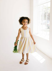 Tank Dress in Pastel Stripe- girls pocket twirl dress