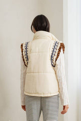 Elegant Embroidered Puffer Vest